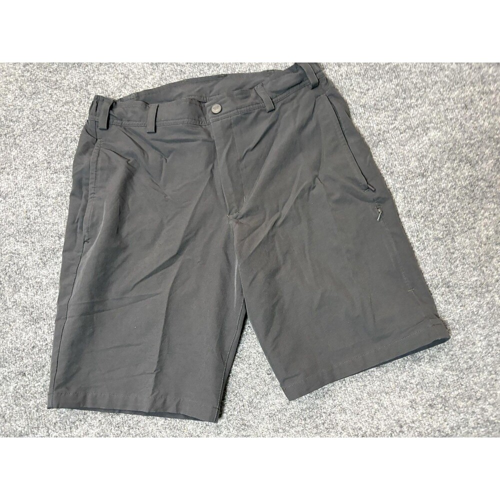 Mack Weldon Chino Shorts Mens S Gray Stretch Microfiber 9" Inseam Travel Casual